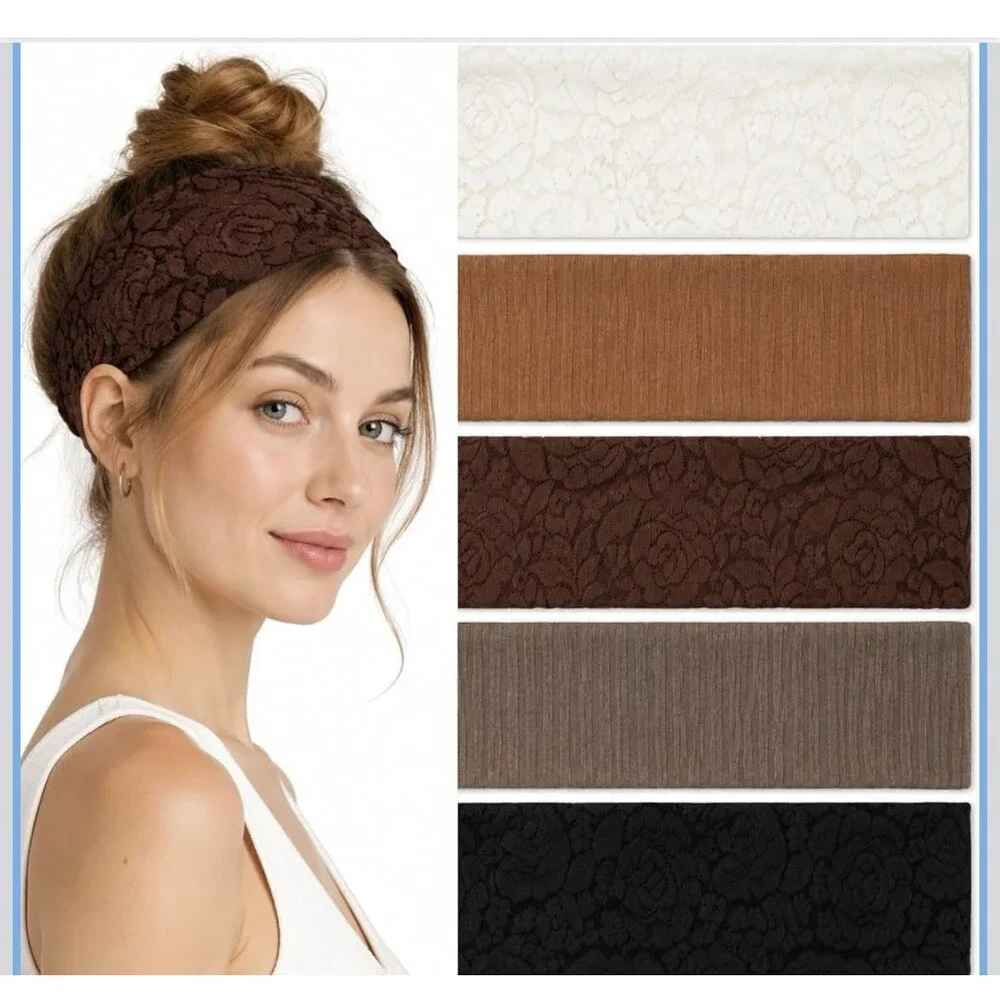 5 Pcs Wide Lace Headbands for Women